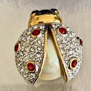 CarolLee Crystal Ladybug Brooch